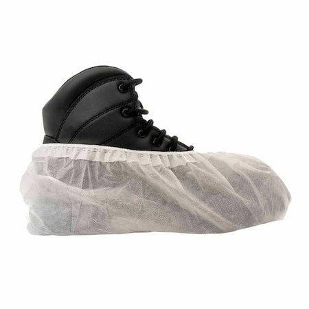 Disposable Shoe Covers, Non-Woven Laminate, White, Slip Resistant Sole: Yes , L