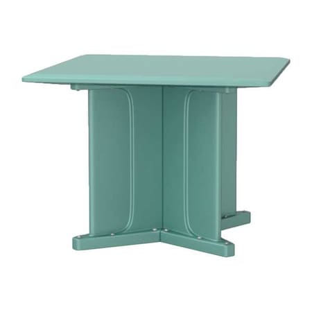 Square Table, 42 in W, 42 in L, 29 in H, Polyethylene Top, Aqua