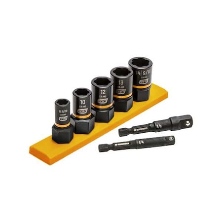 7 Piece 1/4" & 3/8" Drive Metric Bolt Biter Impact Extraction Socket Set