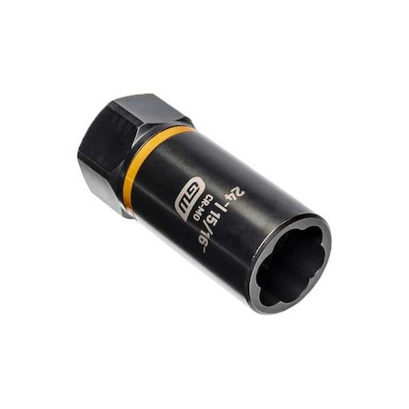 Bolt Biter Drive Deep Extraction Socket, 1/2 in Drive, 15/16 in Socket Size, 24 mm, 6 pt, Black Oxide