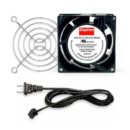 Square Axial Fan Kit, 120V AC, Cast Aluminum, 3 1/8 in W.