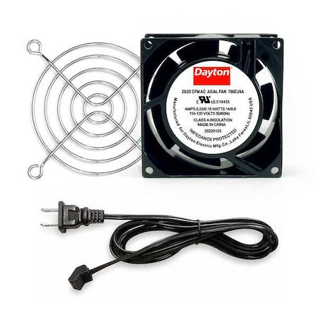 Square Axial Fan Kit, 120V AC, Cast Aluminum, 3 1/8 in W.