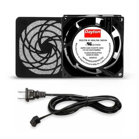Square Axial Fan Kit, 120V AC, Cast Aluminum, 3 1/8 in W.