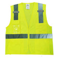 High-Visibility Vest, Polyester, Zipper Closure, 4 Outside Pockets, 2, Yellow/Green, Size 5XL