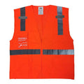 High-Visibility Vest, Polyester, Zipper Closure, 4 Outside Pockets, 2, Orange/Red, Size 3XL