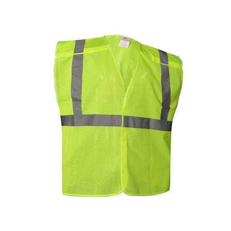 Hi-Vis Safety Vest 5XL Class 2 X Back, , Hook and Loop 0 Pockets, No Mic Tab, {delete}