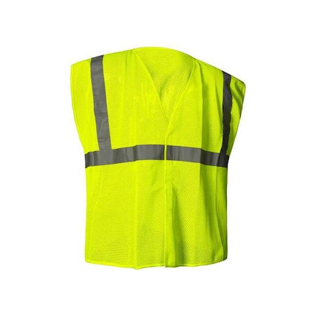 Hi-Vis Safety Vest 3XL Class 2 U Back, , Hook and Loop 0 Pockets, No Mic Tab, {delete}