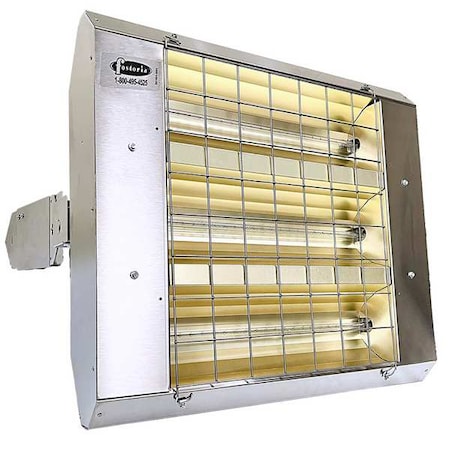 Infrared Quartz Electric Heater, 1, 3 Phase, Stainless Steel, 208V AC