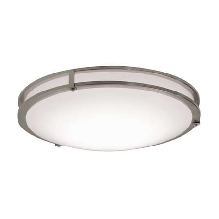 LED Flush Mount, 18 in D, Silver, Steel