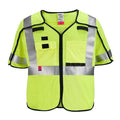 AR/FR Cat.1 High Visibility Vest w/Sleeves 4XL, 5XL Class 3 X Back, , Hook and Loop 10 Pockets, No