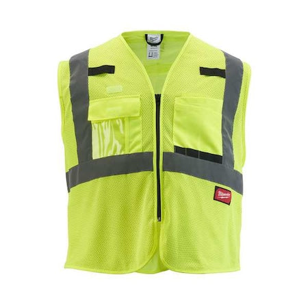 Class 2 High Visibility Yellow Mesh Safety Vest - 2X-Large/3X-Large