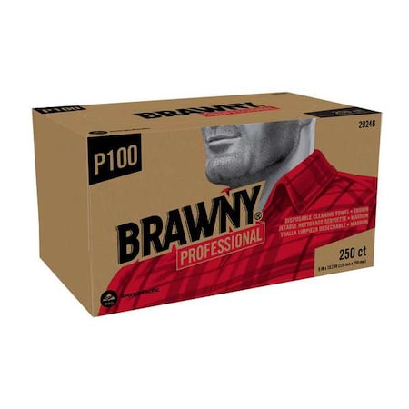 Dry Wipe, 1 Ply, 250 Sheets, No Roll, Brown
