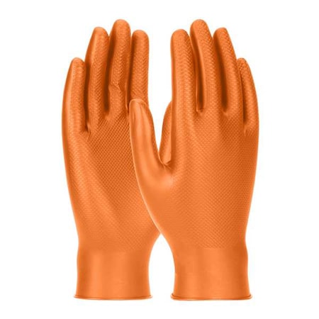 Grippaz Skins, Disposable Gloves, 6 mil Palm, Nitrile, Powder-Free, 2XL ( 11 ), 50 PK, Orange
