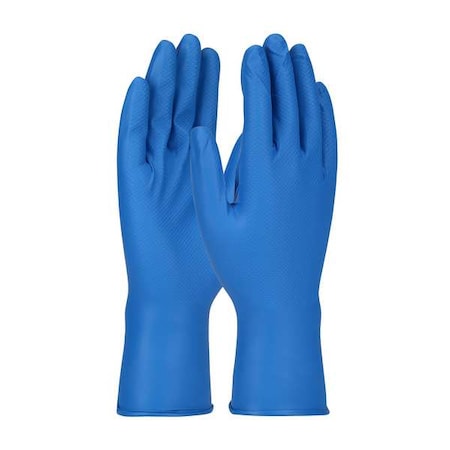 Grippaz Food Plus, Disposable Gloves, 8 mil Palm, Nitrile, Powder-Free, L ( 9 ), 48 PK, Blue
