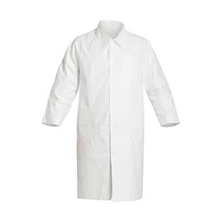 Tyvek IsoClean Disposable Lab Coat, Tyvek(R) IsoClean(R), Snaps Closure, White, S, 30 PK