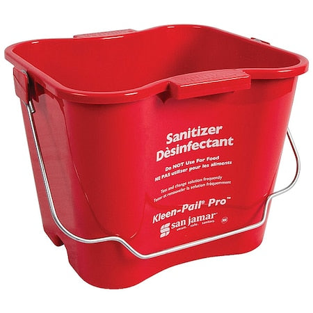 1 1/2 gal Curved Rectangular Bucket, Red, Polypropylene