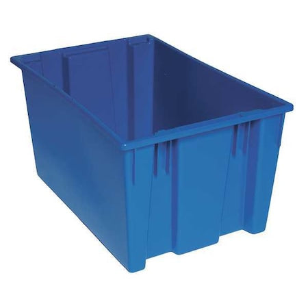 Stack & Nest Storage Container, 27.7 gal, 29-1/2 in L x 19-1/2 in W x 15 in H, Blue, Polyethylene