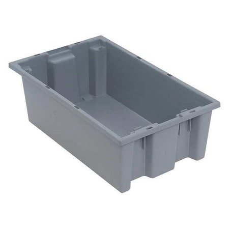 Stack & Nest Storage Container, 3.7 gal, 18 in L x 11 in W x 6 in H, Gray, Polyethylene
