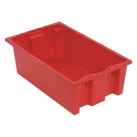 Stack & Nest Storage Container, 3.7 gal, 18 in L x 11 in W x 6 in H, Red, Polyethylene