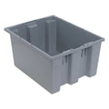 Stack & Nest Storage Container, 9 gal, 19-1/2 in L x 15-1/2 in W x 10 in H, Gray, Polyethylene