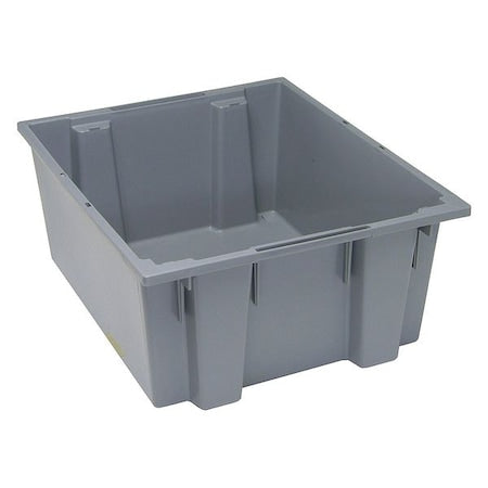 Stack & Nest Storage Container, 15 gal, 23-1/2 in L x 19-1/2 in W x 10 in H, Gray, Polypropylene