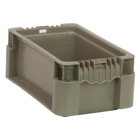 Solid & Stackable Straight Wall Storage Container, 0.7 gal, 12 in L x 7-1/2 in W x 5 in H, Gray
