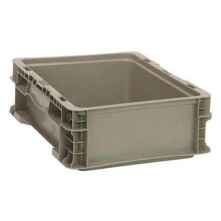 Solid & Stackable Straight Wall Storage Container, 2.2 gal, 12 in L x 15 in W x 5 in H, Gray