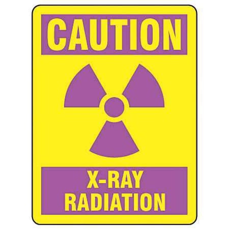Caution Sign, 10 in H, 7 in W, Vinyl, Rectangle, MRAD703VS