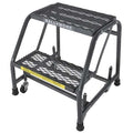 19 in H Steel Rolling Ladder, 2 Steps, 450 lb Load Capacity