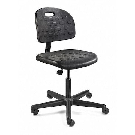 Polyurethane Desk Chair, 16" to 21", No Arms, Black