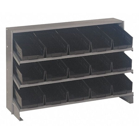 Steel Bench Pick Rack, 12 in D x 21 in H x 36 in W, 3 Shelves, Black