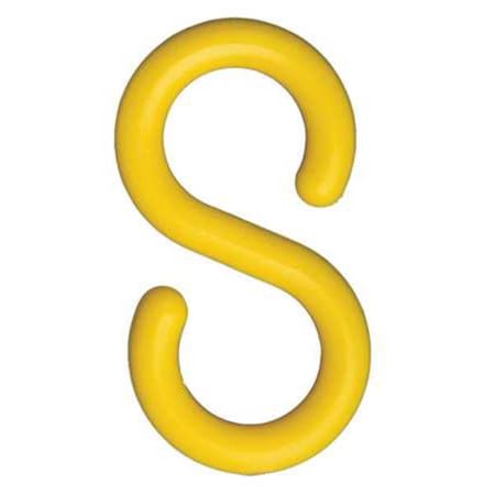 S-Hook for Plastic Chain Barrier, Yellow, Not Applicable Length, Gloss