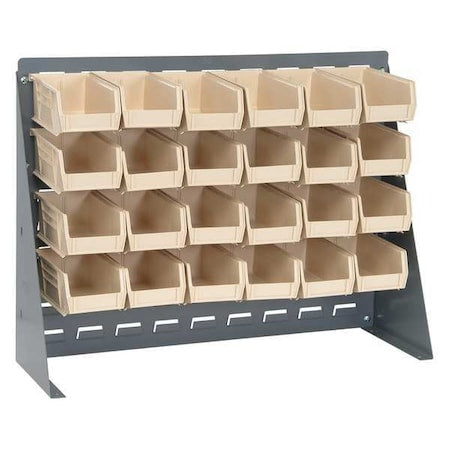 Steel Louvered Bench Rack, 1/4 in D x 21 in H x 27 in W, Gray