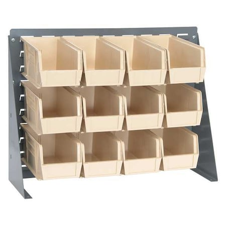 Steel Louvered Bench Rack, 1/4 in D x 21 in H x 27 in W, Gray