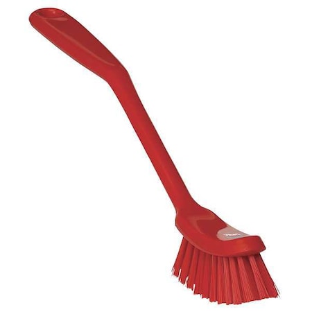 1 in W Scrub Brush, Medium, 8 3/16 in L Handle, 11 in L Brush, Red, Plastic, 11 in L Overall