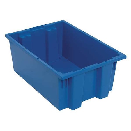 Stack & Nest Storage Container, 6 gal, 19-1/2 in L x 13-1/2 in W x 8 in H, Blue, Polyethylene