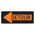 Detour Left Traffic Sign, 18 in Height, 48 in Width, Aluminum, Horizontal Rectangle, English