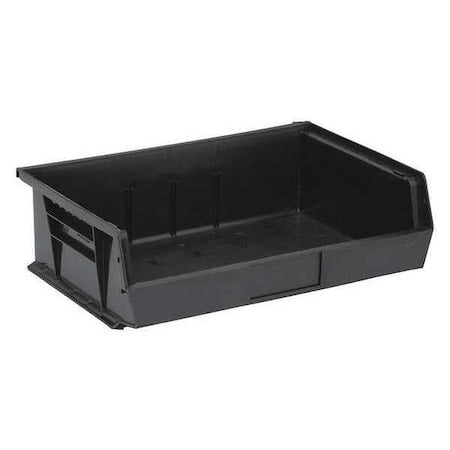 Hang & Stack Storage Bin, Polypropylene, Black, 5 in H, 16 1/2 in W, 10 7/8 in L