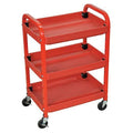Utility Cart with Deep Lipped Plastic Shelves, 95 lb Load Capacity, 3 Shelves, 22 in L, 15 1/2 in W