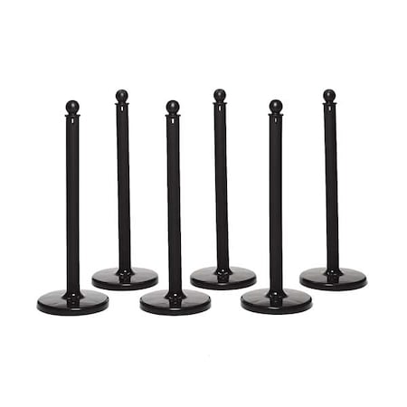 2.5" Diameter Plastic Stanchion - Black, 40" Height, 6 pk