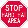 Reflective Hard Hat Stop Sign, 6 in Height, 6 in Width, Aluminum, Octagon, English