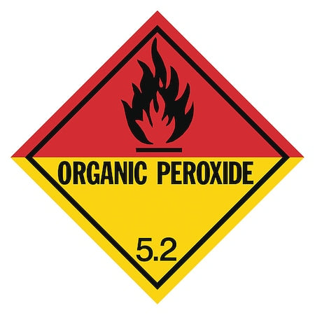 DOT Label Organic Peroxide 4", Black/Red, Yellow, Class 5, Pk500