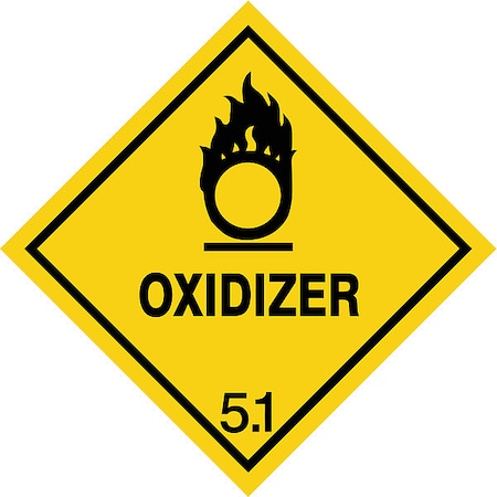DOT Label, 4 In. H, 4 In. W, Oxidizer, PK25