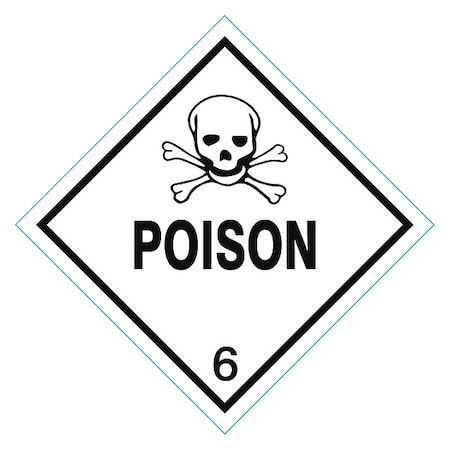 DOT Label, 4 In. H, 4 In. W, Poison, PK250