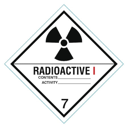 DOT Label Radioactive I 4"x4" Black/White, Pk100