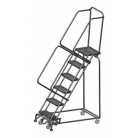 7.8 ft H Steel Rolling Ladder, 6 Steps, 450 lb Load Capacity