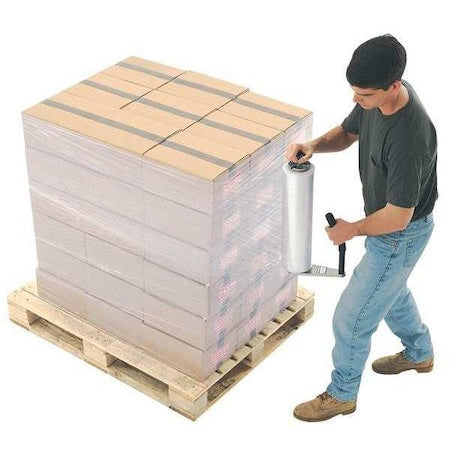 Hand Stretch Wrap, 18 in W x 1500 ft L, 70 ga, Cast Style, Clear, Standard Duty