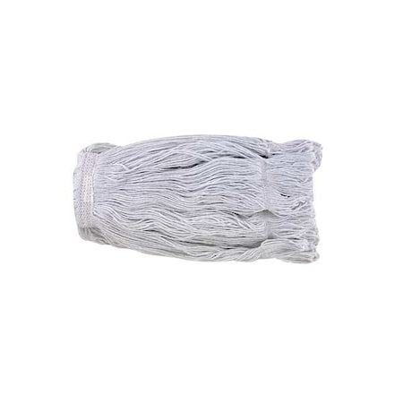 String Wet Mop, 21.6 oz Dry Wt, Quick Change Connection, Looped-End, White, PET