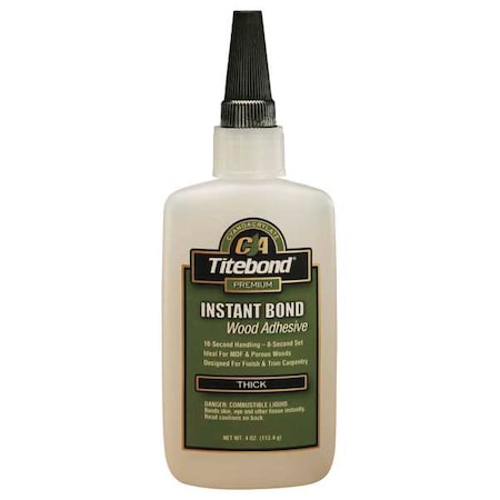 Wood Glue, Instant Bond Series, Clear, 4 oz, Bottle