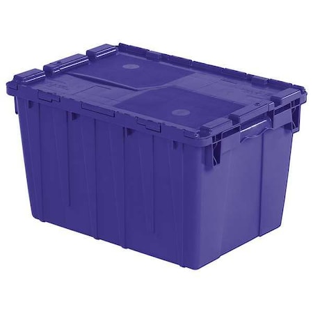 Attached Lid Container, 13.46 gal Volume Cap., 21 3/4 in L, 15 1/4 in W, 12 7/8 in H, Plastic, Blue